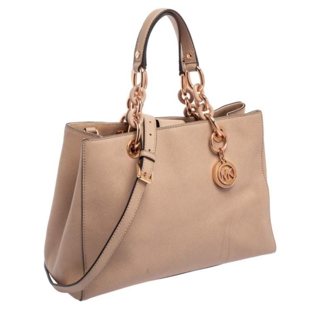 Michael Kors Cynthia Soft Pink Ballet Saffiano Real Leather Rose Gold Medium Bag